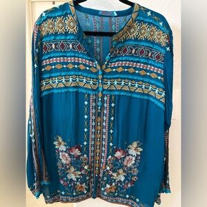 Johnny Was Embroidered Georgette Blouse